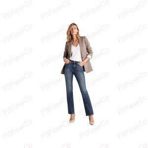 WHBM High Rise Straight Leg Jeans Medium Wash Size 4 Stretch Denim EUC